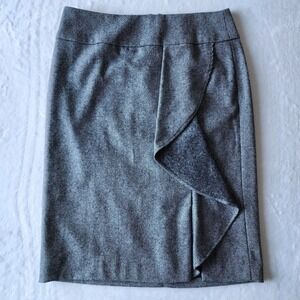 Talbots Tweed Skirt Wool Blend Womens 4 Cascade Ruffle Pencil Career Office Work